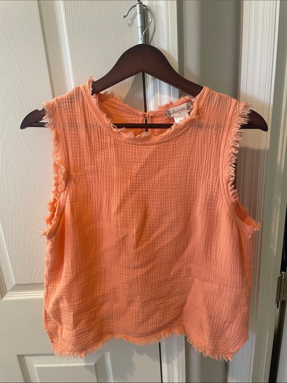 Altar'd State Peach Frayed Cotton Gauze Tank 100% cotton